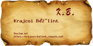 Krajcsi Bálint névjegykártya